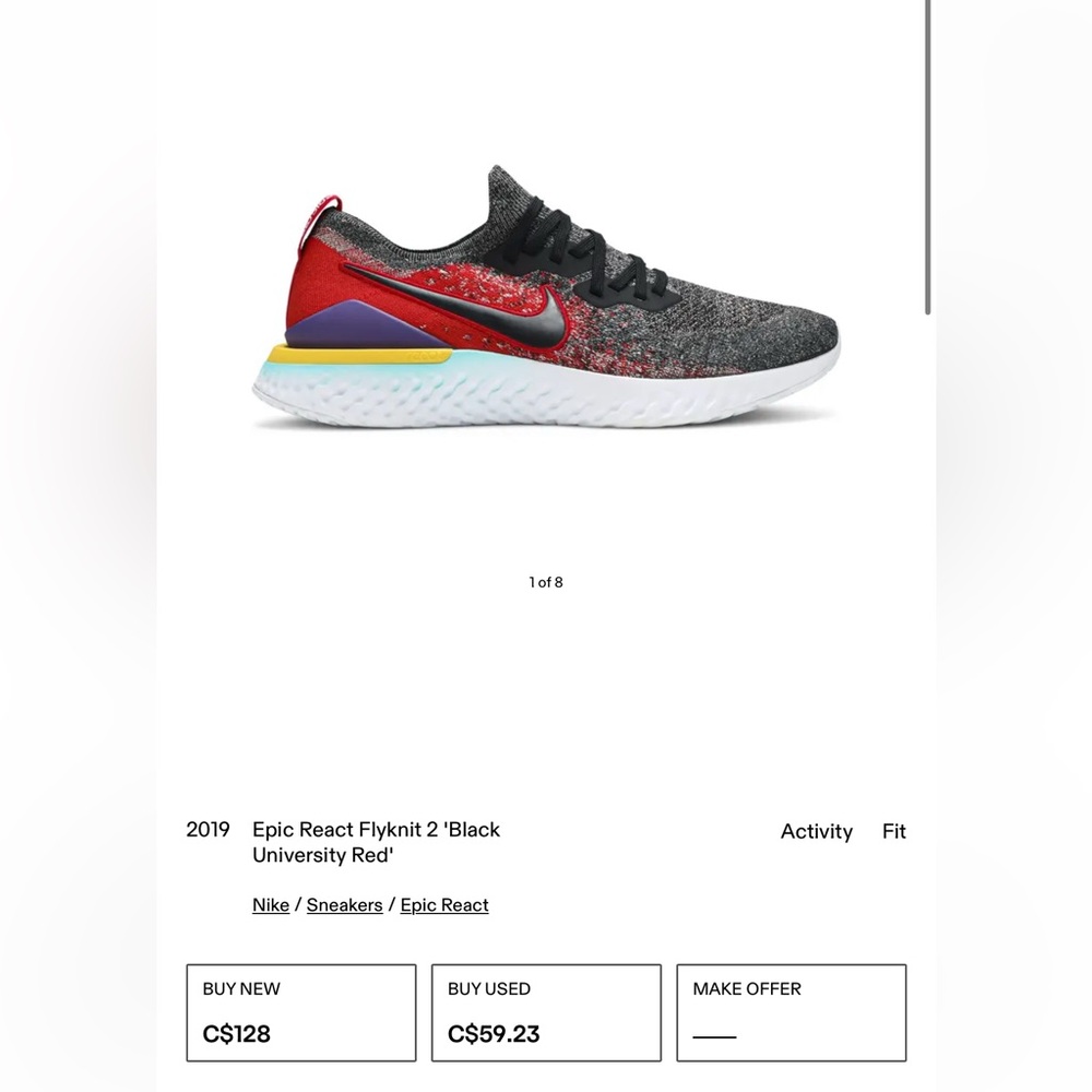 Nike Epic React Flyknit 2 in Black and Red